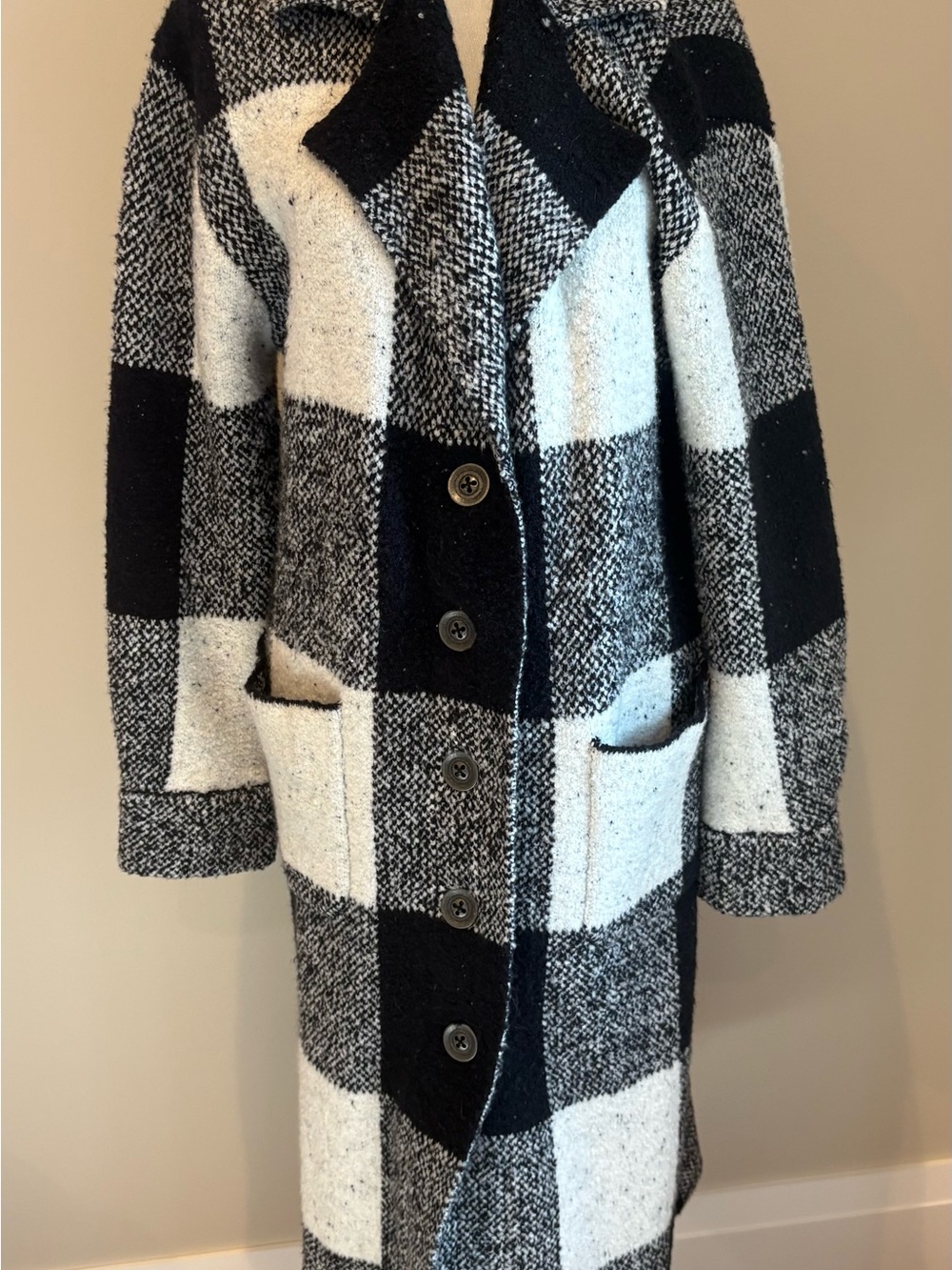 Anthropologie Pilcro Black & White Plaid Sweater Coat size S